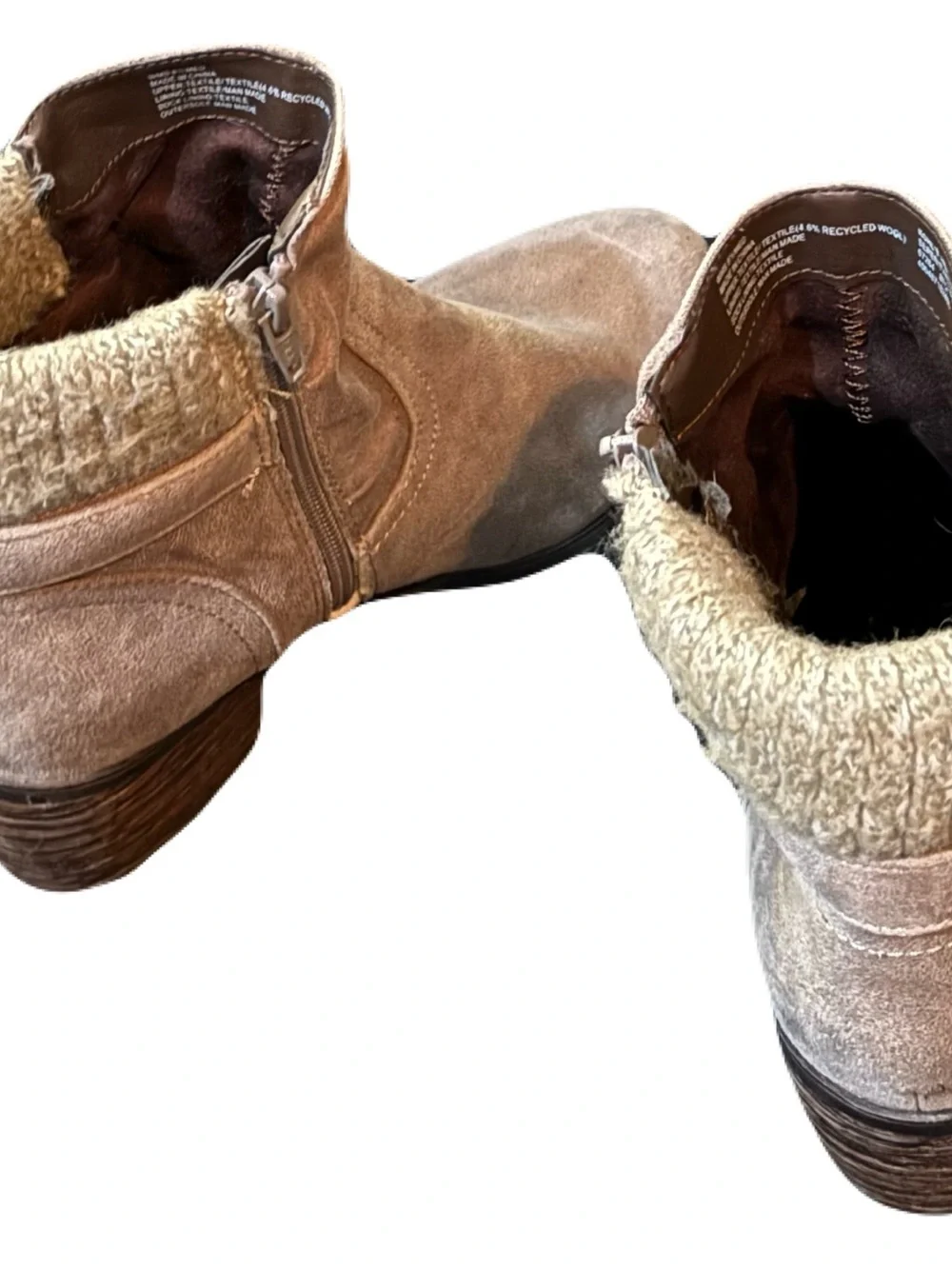 Croft and Barrow Serenity Taupe Suede Slouch Booties with Sweater Cuff.